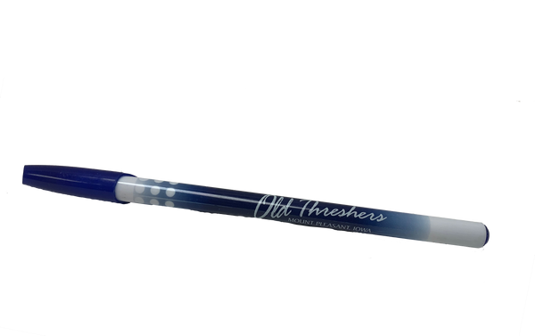 Blue and White Old Threshers Script Cap Pen