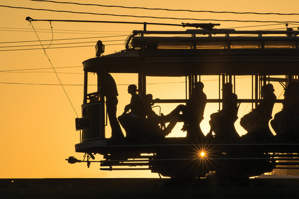 Trolley Sunset Postcard